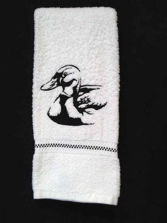 Mallard Duck Silhouette Embroidered Bathroom Hand Towel Duck Etsy