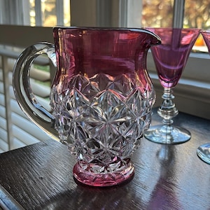 Vintage Tiffin Williamsburg Ruby Flashed Glass Water Pitcher