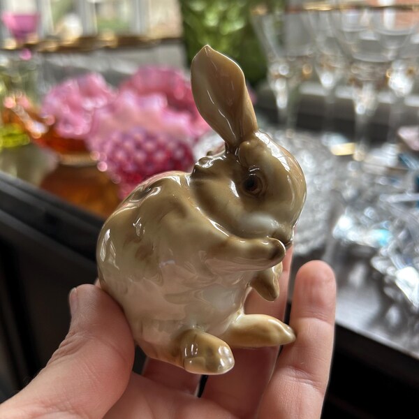 Vintage Hutschenreuther Porcelain Rabbit Figurine | Brown Hare | Made in Germany