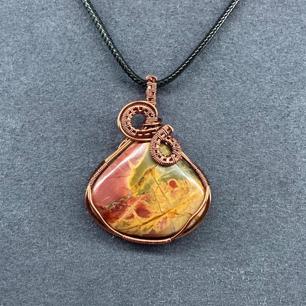 Cherry Creek Jasper Copper Wire Wrapped Pendant