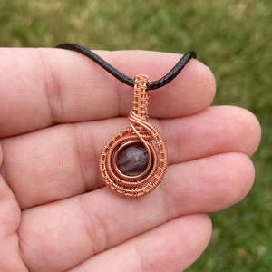 Botswana Agate Wire Wrapped Fidget Pendant