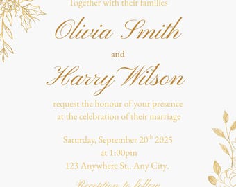 Wedding Invitation Canva Editable Template