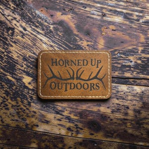 Laser Engraved Heat Activated Adhesive Backed Leatherette Patches: 3x2 Rectangle / Hexagon or 2.5" Round image 7