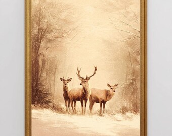 Deer in the Winter Forest Printable Wall Art (Digital Download)