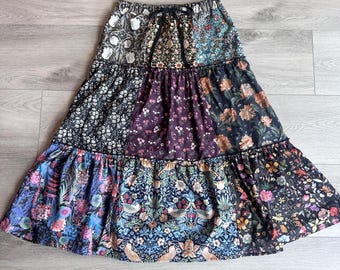 Women's Handmade Patchwork Midi Skirt Liberty Morris Vintage