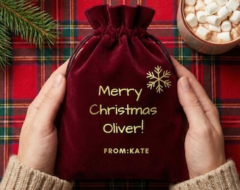 Custom Christmas Velvet Pouches: Personalized Holiday Gift Bags & Packaging