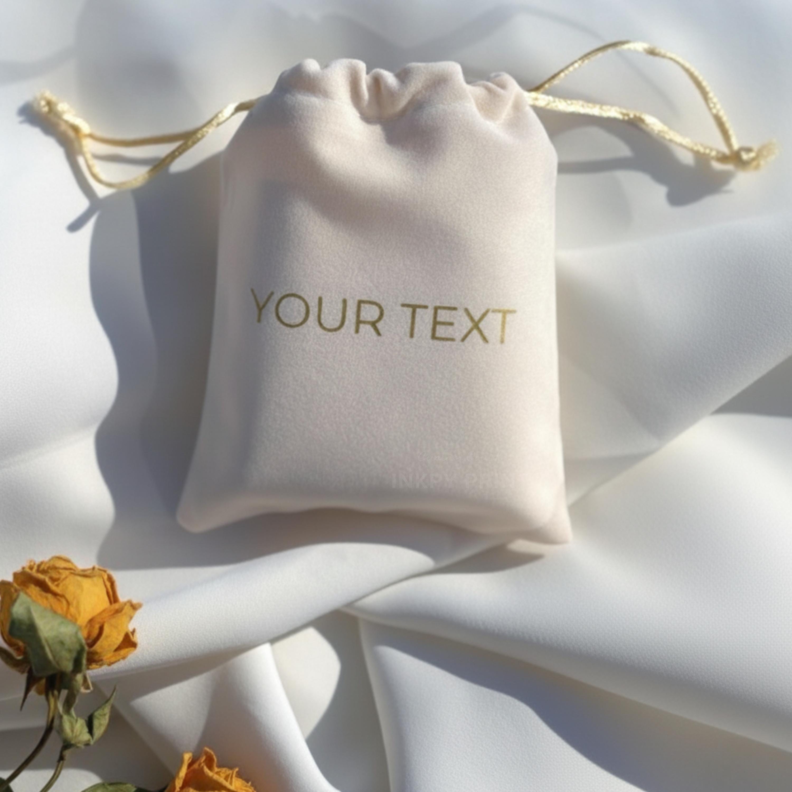 Personalized Velvet Drawstring Bag | Custom Velvet Text Pouches | Jewelry Packaging