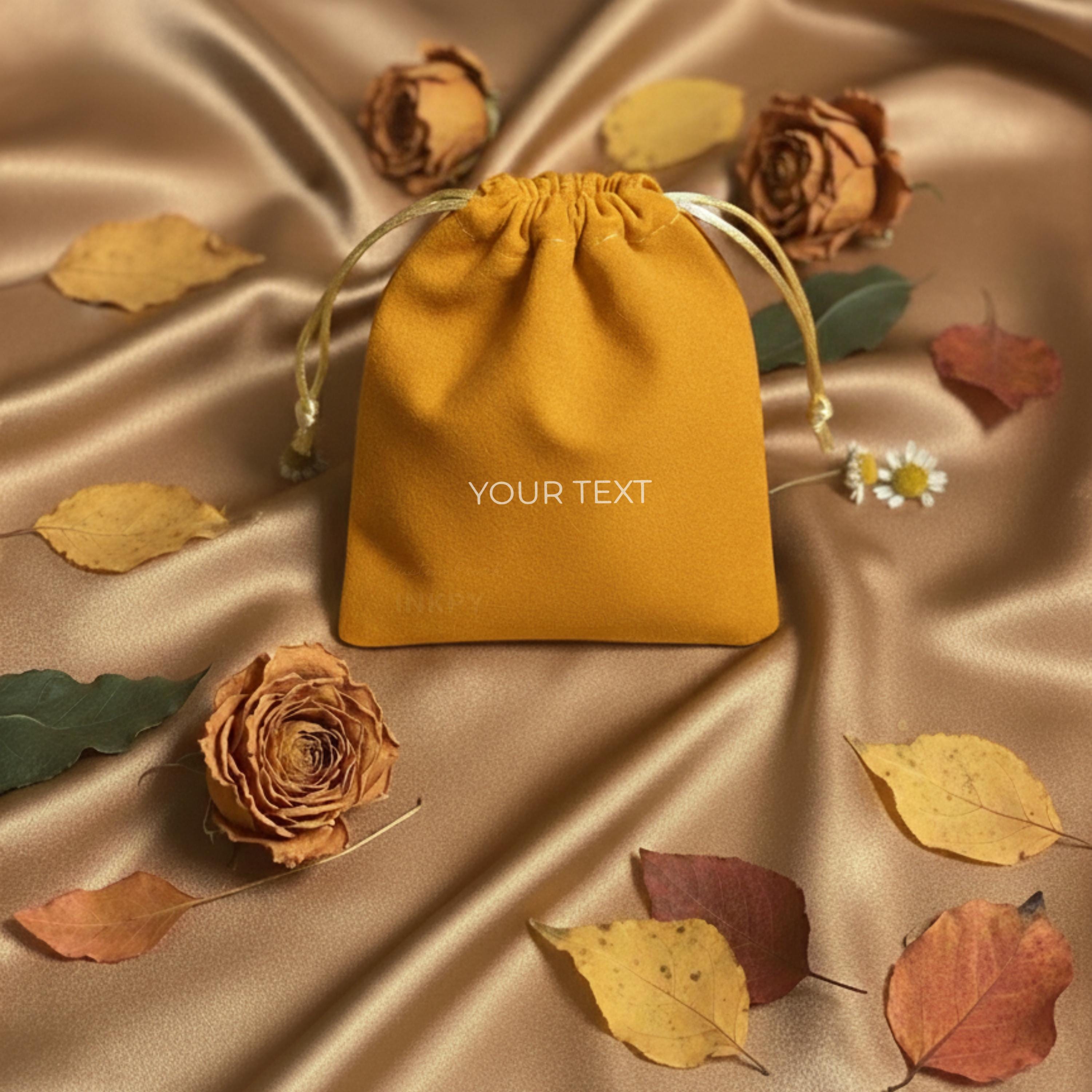 Personalized Velvet Drawstring Bag | Custom Velvet Text Pouches | Jewelry Packaging - Thumbnail 2