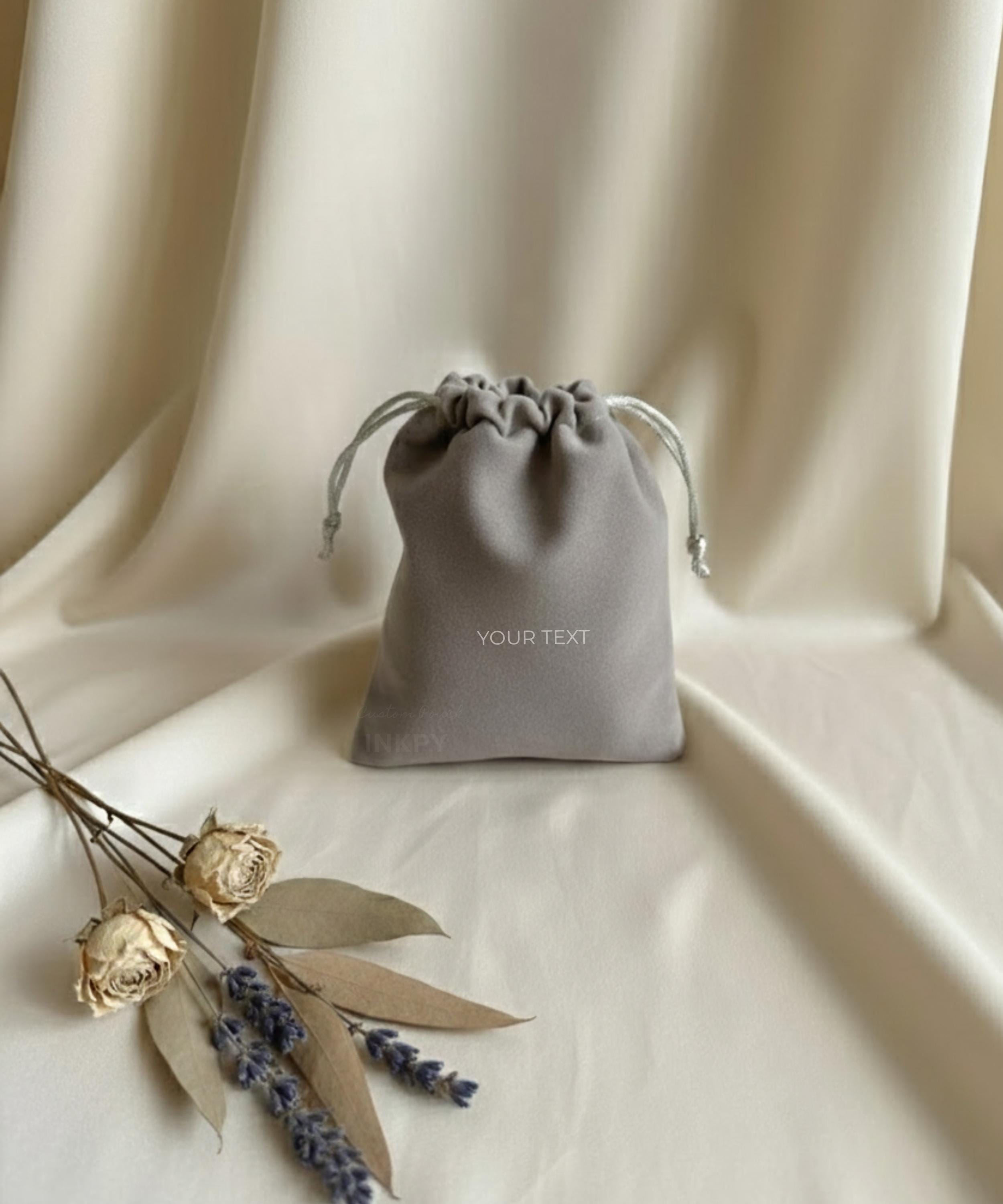 Personalized Velvet Drawstring Bag | Custom Velvet Text Pouches | Jewelry Packaging - Thumbnail 3