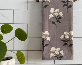 Ściereczka kuchenna w kwiaty - Petit Hydrangea - Dusty Plum