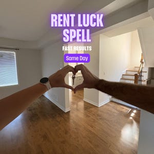 Könnte beinhalten: Bild mit dem Text "RENT LUCK SPELL" und "FAST RESULTS" und "Same Day". Zwei Arme bilden ein Herz mit einem Schlüssel in der Mitte. Der Hintergrund zeigt einen leeren Raum mit Hartholzböden und einer Treppe.