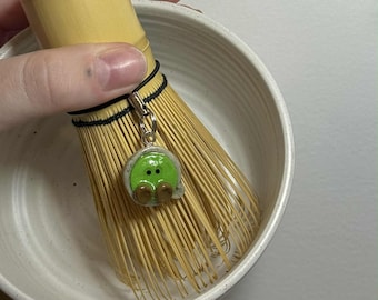 Mini Matcha Chawan Clay Charm "Matsu" / Tiny Handmade Polymer Keychain, Phone Charm, Bag Buddy