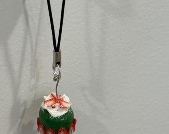 Matcha Strawberry Cream Cake Charm / "The Cake Series" Tiny Handmade Polymer Keychain, Phone Charm, Bag Buddy