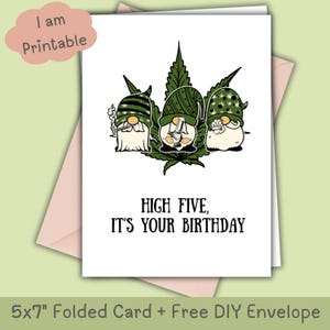 Carte High Five anniversaire nain, cadeau d'anniversaire drôle, modèle d'enveloppe gratuit, téléchargement immédiat