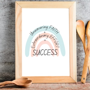 Printable Success Poster, Unwavering faith + Extraordinary effort = Success, Motivational Wall Art, Office Decor Gift, Positive Affirmation