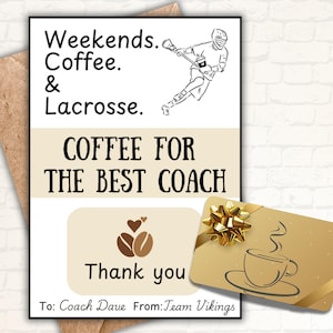 Support de carte-cadeau pour entraîneur de café et de crosse le week-end, impression de fin de saison pour entraîneur, entraîneur de remerciement, cadeaux d'appréciation pour entraîneur