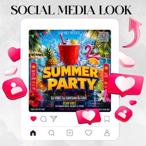 Summer Party Flyer, Pool Party Flyer, Summer Break Party Flyer, Summer Event Flyer, Beach Flyer, DIY Flyer Template Design, Canva Editable