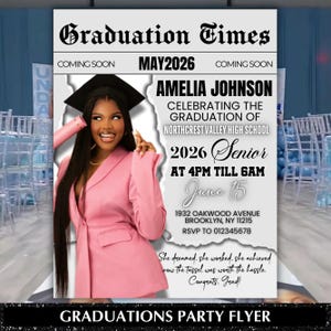 Graduate Flyer, Graduation Party Flyer, Graduation Invitation, College Decision, Class of 2026 Flyer, Senior Grad Announce, Canva Editable, Graduation Invitation Flyer, Graduation Party, Class Of 2026 Flyer, Graduate Flyer, Graduation Party, Graduation Invitation Template