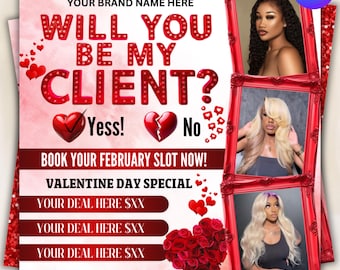 February Booking Flyer, Valentines Day Booking Flyer, Makeup, Hair flyer, Lashes,Wax, Nails,sweets,Holiday Deals Flyer, DIY Canva Template