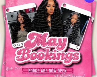 May Bookings Available DIY Template, May Flyer , DIY Canva Template for Makeup, Hair, Lashes, Nails, Social Media Flyer, Canva Editable