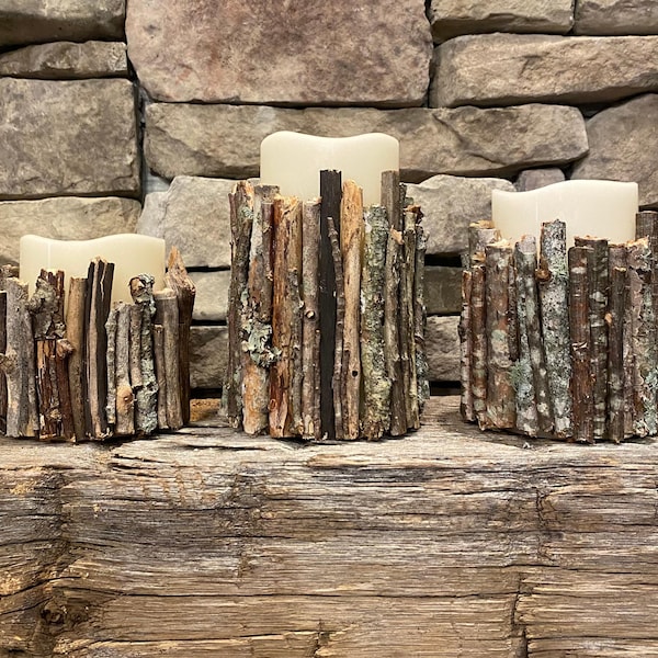 Seasonal Rustic LED Unscented Wooden Candles