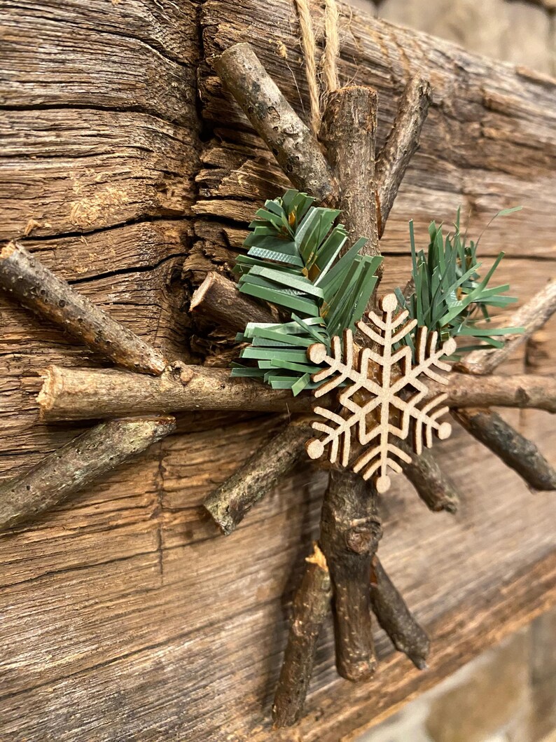 Rustic Wooden Stick Snowflake Christmas Ornament - Etsy
