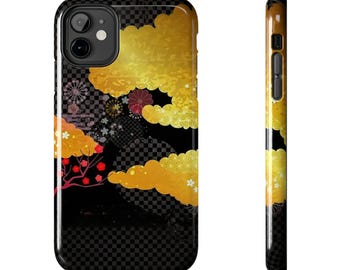 Coque de portable résistante Golden Clouds, coque de portable protectrice à motif floral japonais