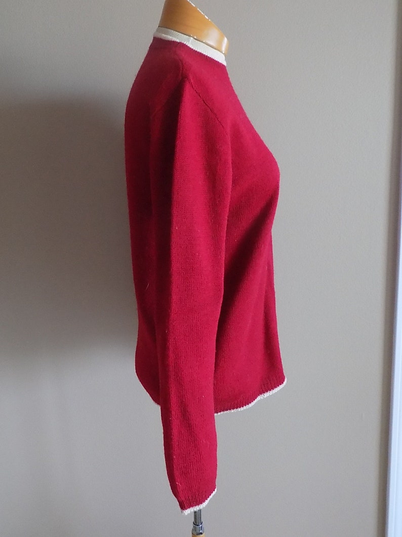 Vintage 1960/'s 100 /% Virgin Wool Red Knit Sweater