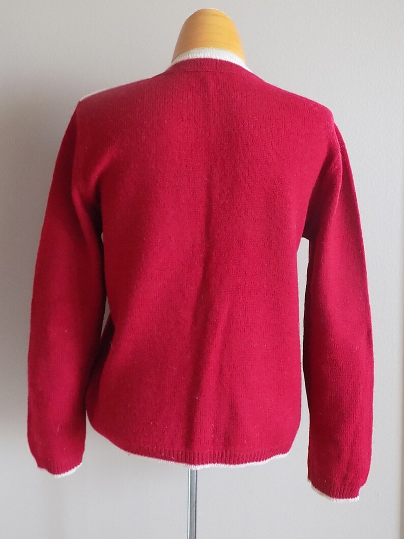 Vintage 1960/'s 100 /% Virgin Wool Red Knit Sweater