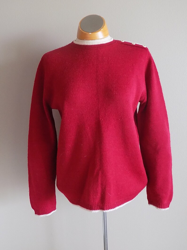 Vintage 1960/'s 100 /% Virgin Wool Red Knit Sweater