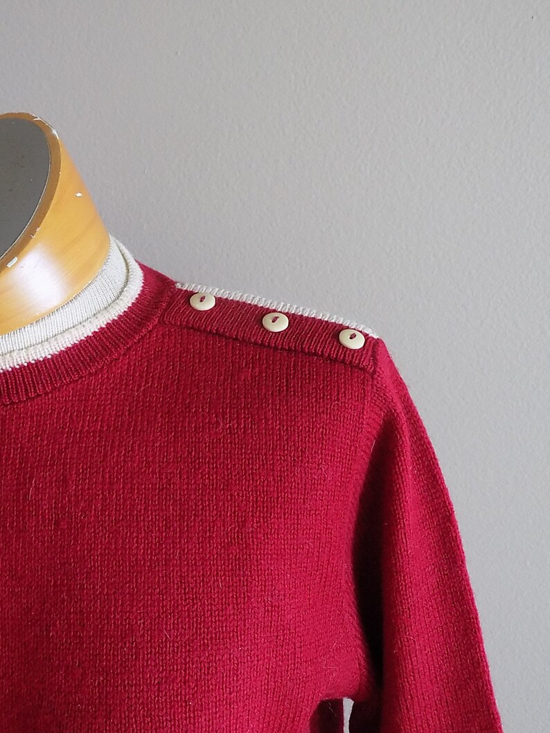 Vintage 1960/'s 100 /% Virgin Wool Red Knit Sweater