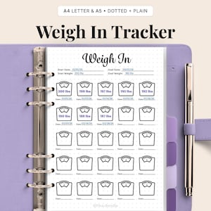 Weight Loss Tracker Printable PDF | Weight Progress Chart | Fitness & Habit Tracker Planner A4 A5 US Letter