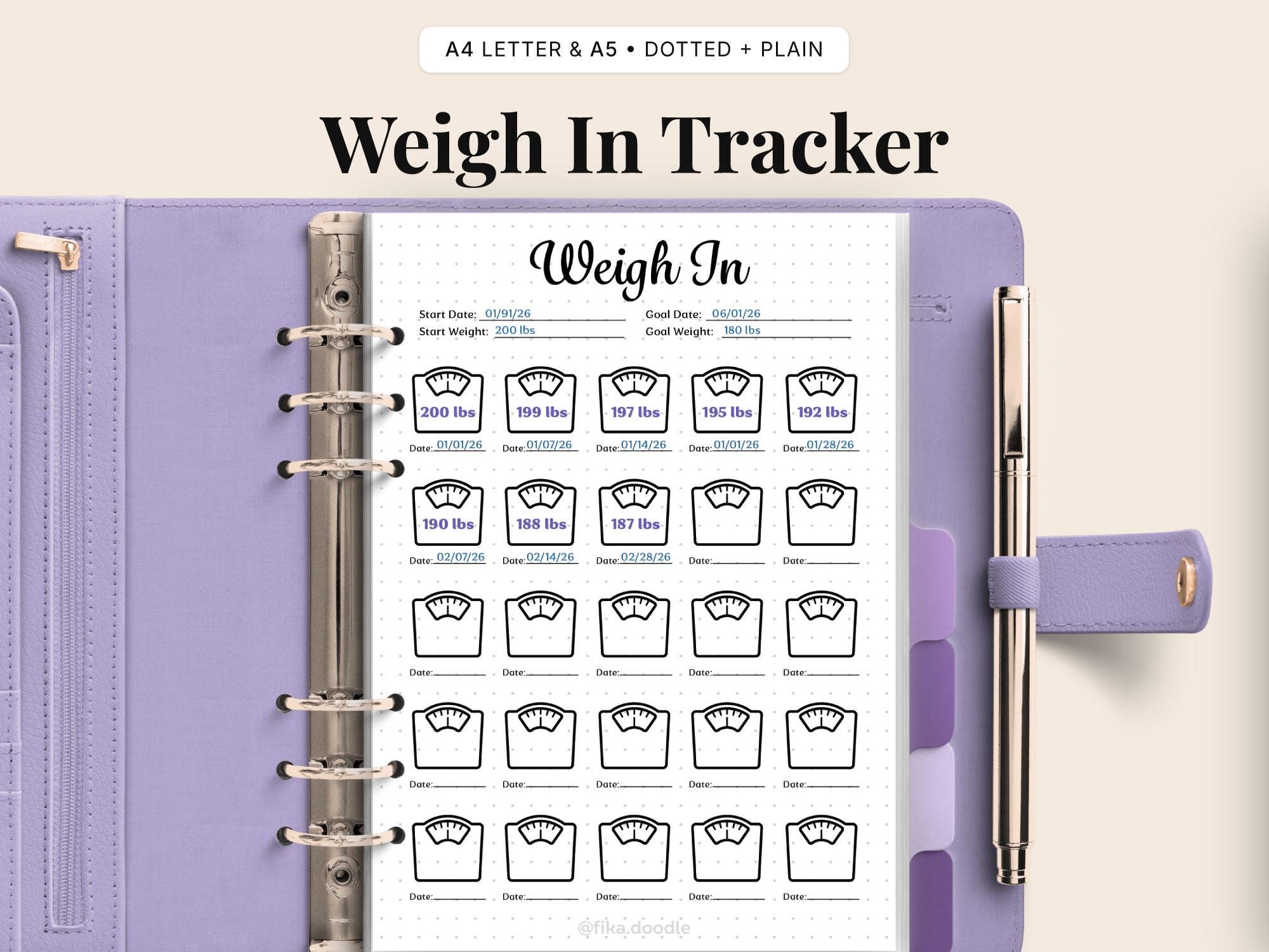 Weight Loss Tracker Printable PDF | Weight Progress Chart | Fitness ...
