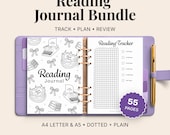 Reading Journal Bundle Printable | Book Tracker Planner PDF | Reading Log, TBR List, Book Review, Reading Challenge | A4 A5 Digital Download