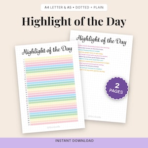 Highlight of the Day Printable – Daily Reflection Worksheet (PDF)