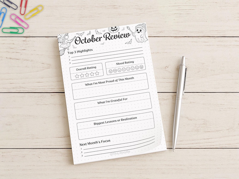 October Planner Set, Witch Ghost Theme, A4 A5 Printable (Digital Download) image 6