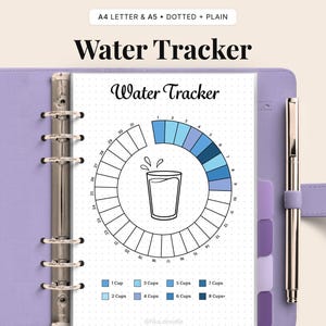 Suivi mensuel de l'eau à imprimer | Formats A4 A5 (téléchargement PDF)