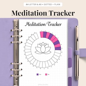 Mindfulness-meditatietracker afdrukbaar | Gewoontetracker, A4 A5 (digitale download)