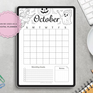 October Planner Set, Witch Ghost Theme, A4 A5 Printable (Digital Download) image 7