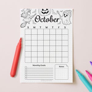 October Planner Set, Witch Ghost Theme, A4 A5 Printable (Digital Download) image 5