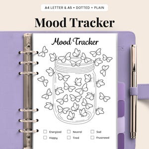 Butterfly Mood Tracker Printable - A4 A5 Journal (Digital Download)