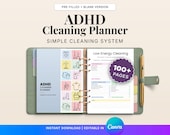 ADHD Cleaning Planner Printable | Cleaning Schedule Checklist PDF | Declutter & Cleaning Routine | Editable Canva, adhd cleaning chore chart
