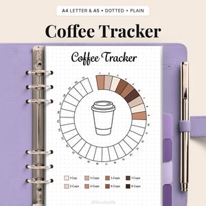 Registro de café imprimible / Registro de café para bullet journal / Registro diario de cafeína / Página acogedora para diario de café / Descarga instantánea