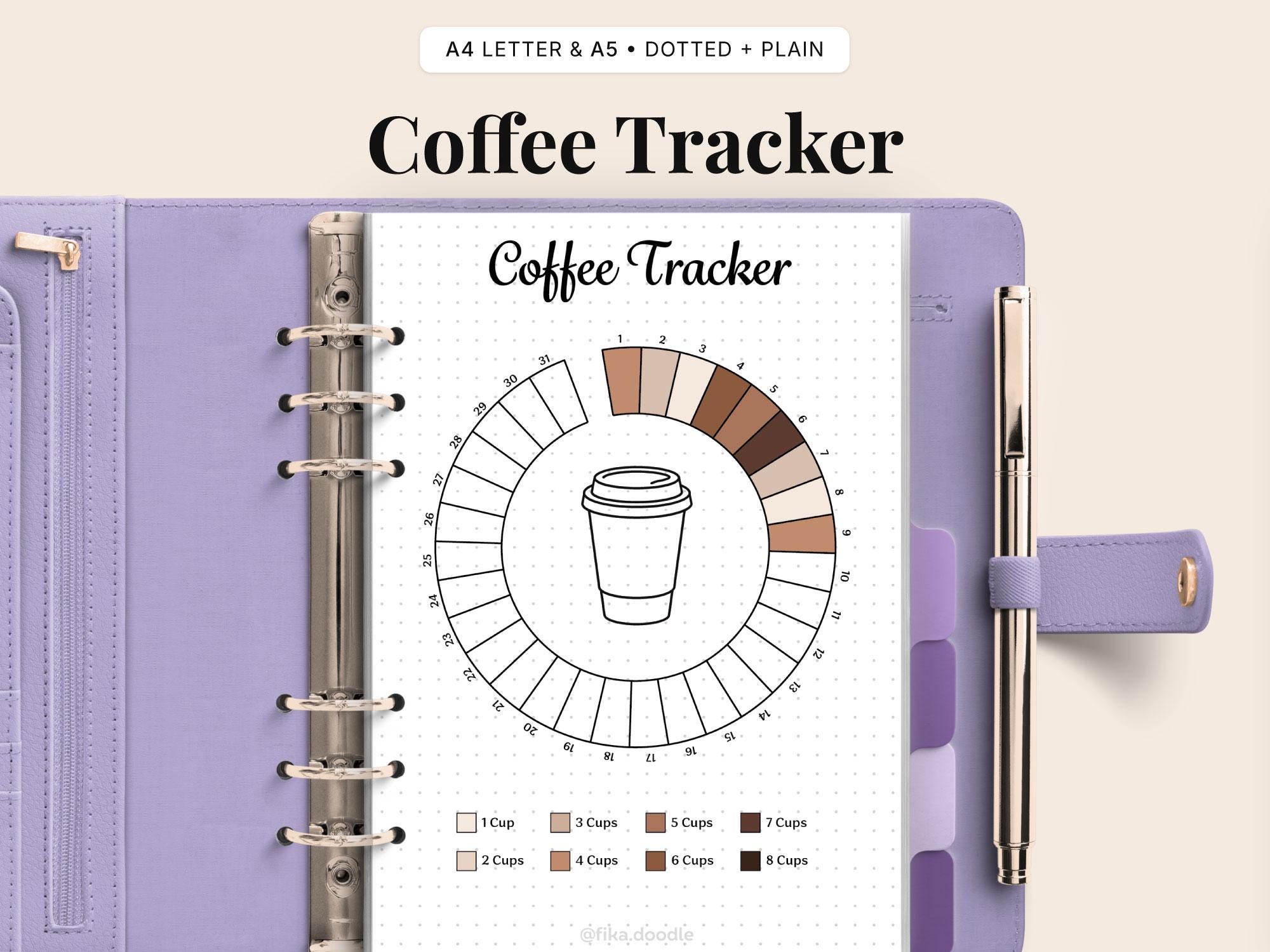 Coffee Tracker Printable | Bullet Journal Coffee Log | Daily Caffeine ...