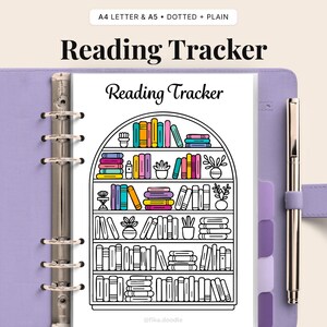 Bookshelf Reading Tracker Printable PDF | Book Log Tracker | Reading Journal Planner A4 A5 US Letter
