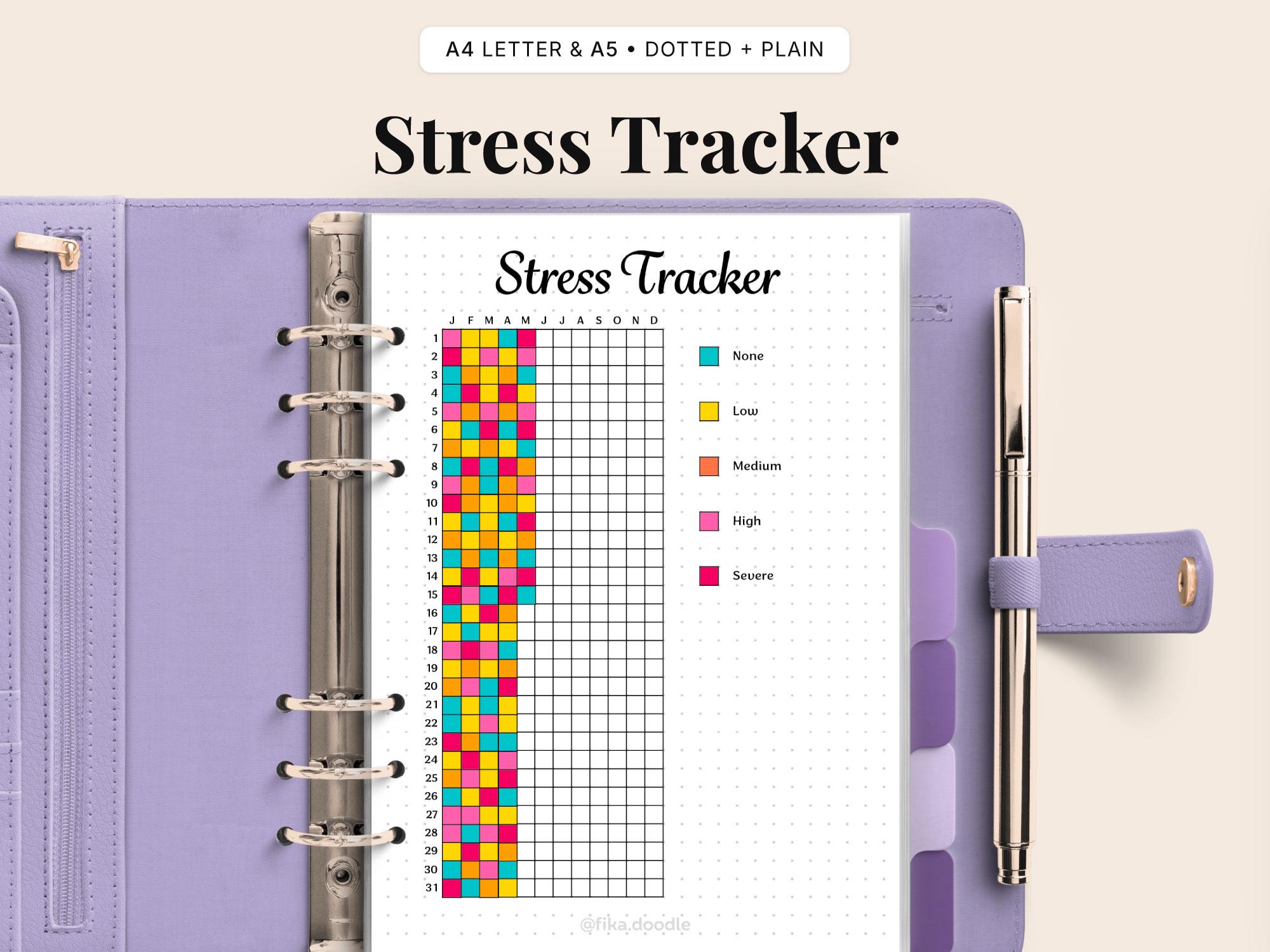 Stress Log Example Stress Tracker Printable | Mental Health Tracker | Mood & Stress Log ...