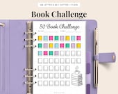 50 Book Challenge Printable Reading Tracker A4 and A5 Dotted or Plain Book Journal Page Digital Download Reading Game