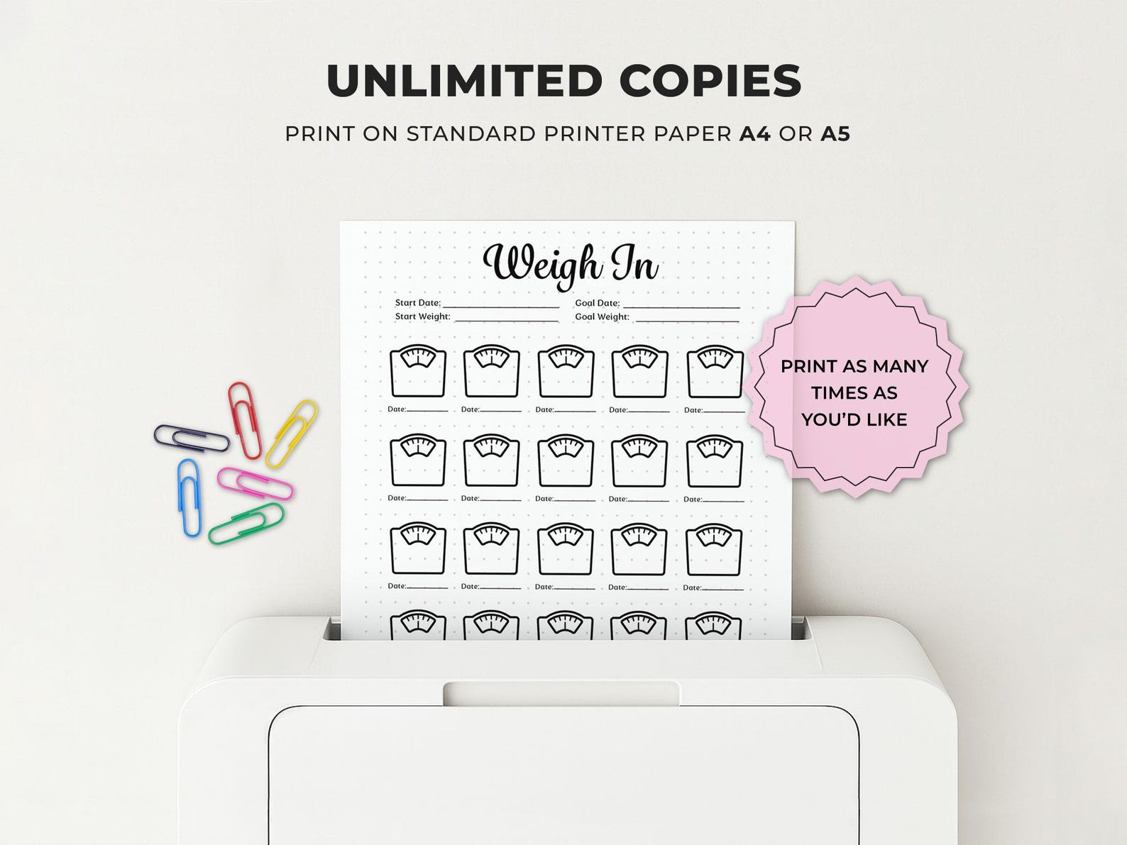Weight Loss Tracker Printable PDF | Weight Progress Chart | Fitness ...