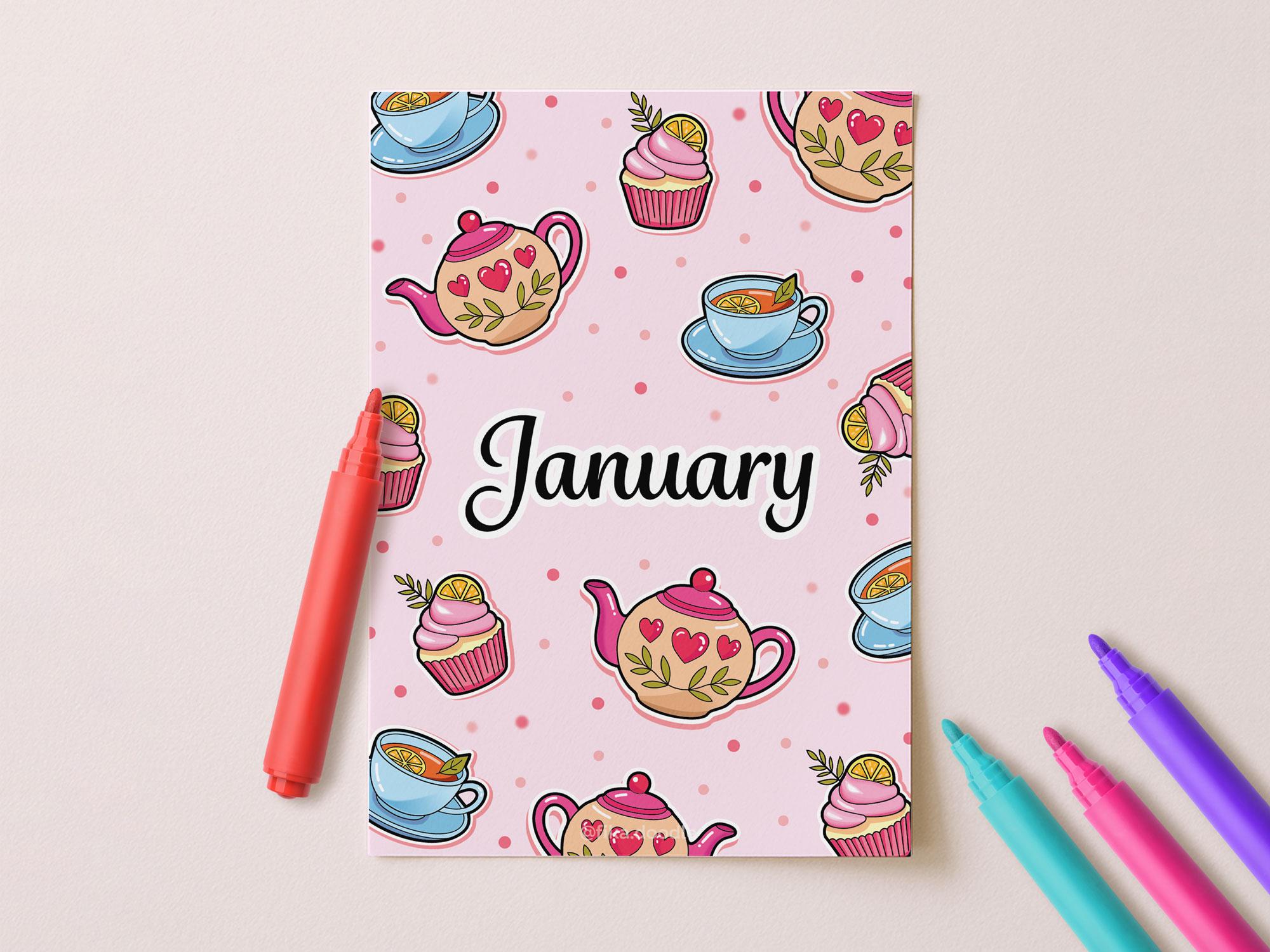 January Journal Planner – Tea Cup Theme, Printable A4/A5 (digital ...