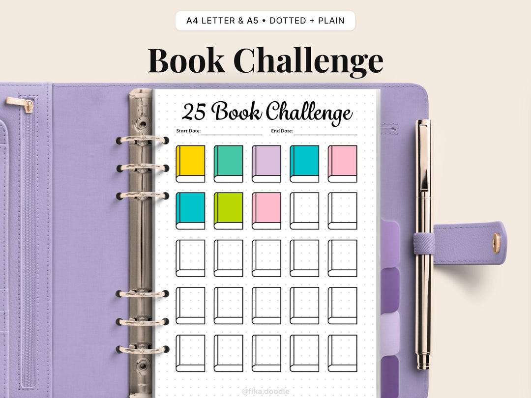 25 Book Reading Challenge Printable | Book Tracker for Bullet Journal ...